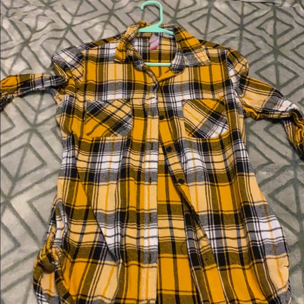 Yellow blue and white flannel